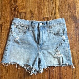Madewell Blue The Perfect Jean Short - Distressed Cut-Off Style 26